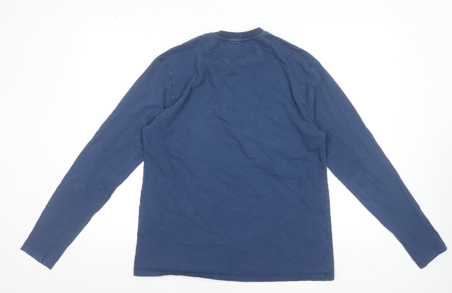 Jaeger Men's Blue Long Sleeve Henley Cotton T-Shirt Size M
