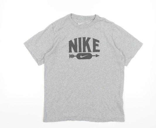 Nike Men's Grey Graphic Short Sleeve Cotton T-Shirt Size L