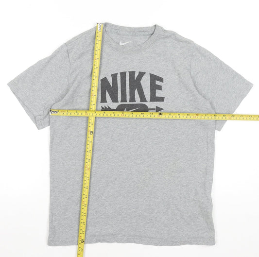Nike Men's Grey Graphic Short Sleeve Cotton T-Shirt Size L