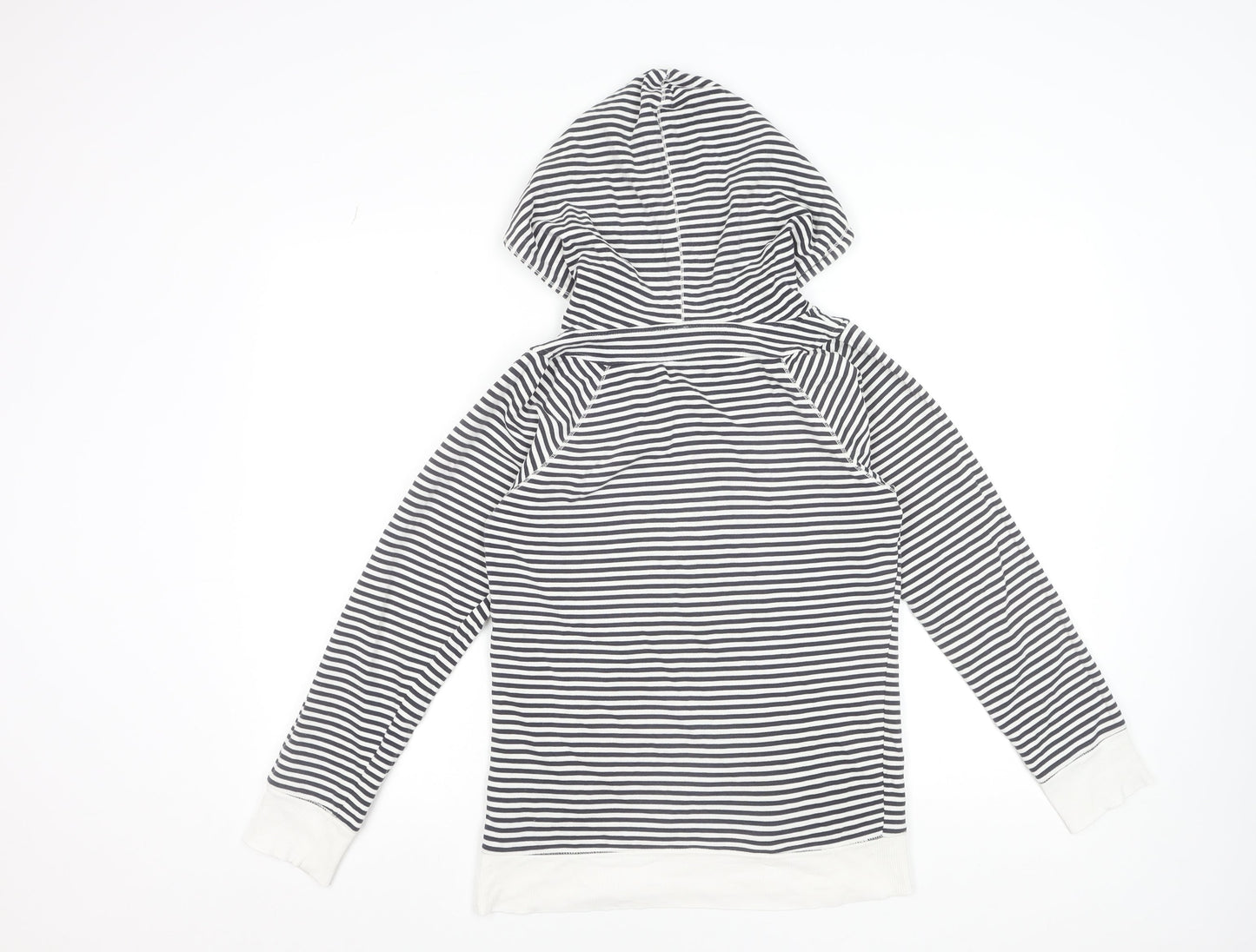 Topshop Women Black & White Striped Cotton Pullover Hoodie Size 10