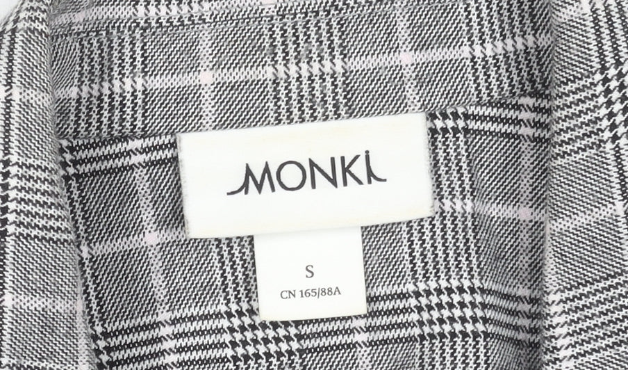 Monki Women’s Grey Check Blazer Jacket Size S Relaxed Fit
