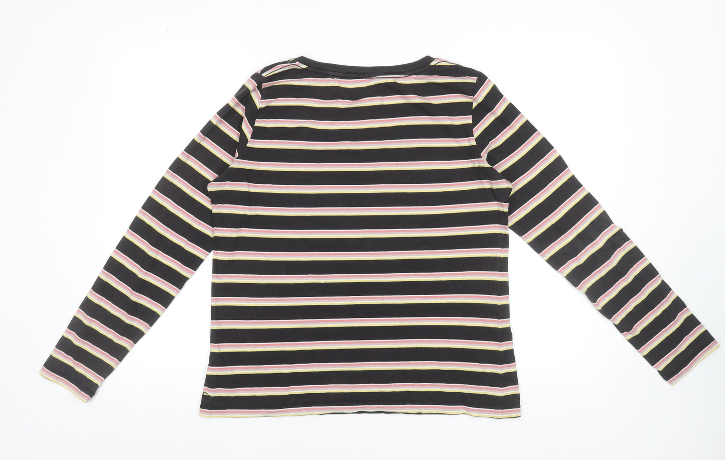 FatFace Womens Multicoloured Striped Long Sleeve Cotton Scoop Neck Top - Size L