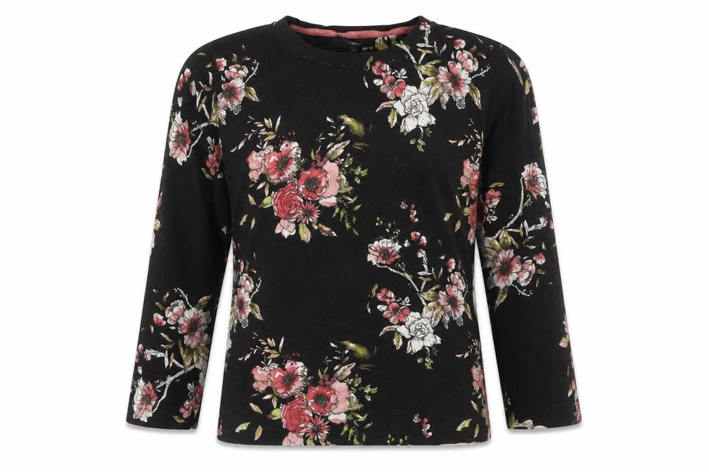 Next Womens Black Floral Long Sleeve Blouse Size 12