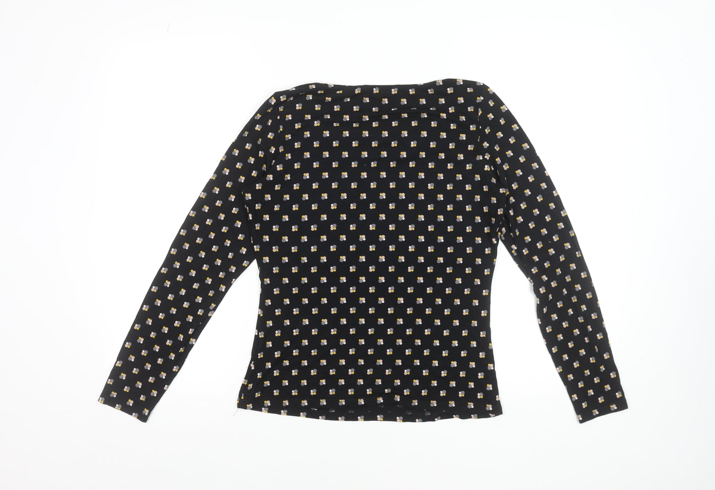 Boden Women’s Black Floral Jersey Cowl Neck Long Sleeve Blouse UK 12