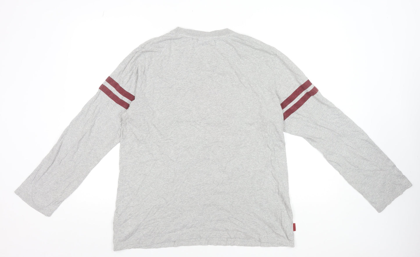 Superdry Men Grey Long Sleeve Crew Neck Cotton Sports T-Shirt L