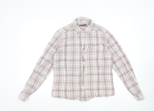 Craghoppers Women's Beige Check Cotton Long Sleeve Shirt UK14
