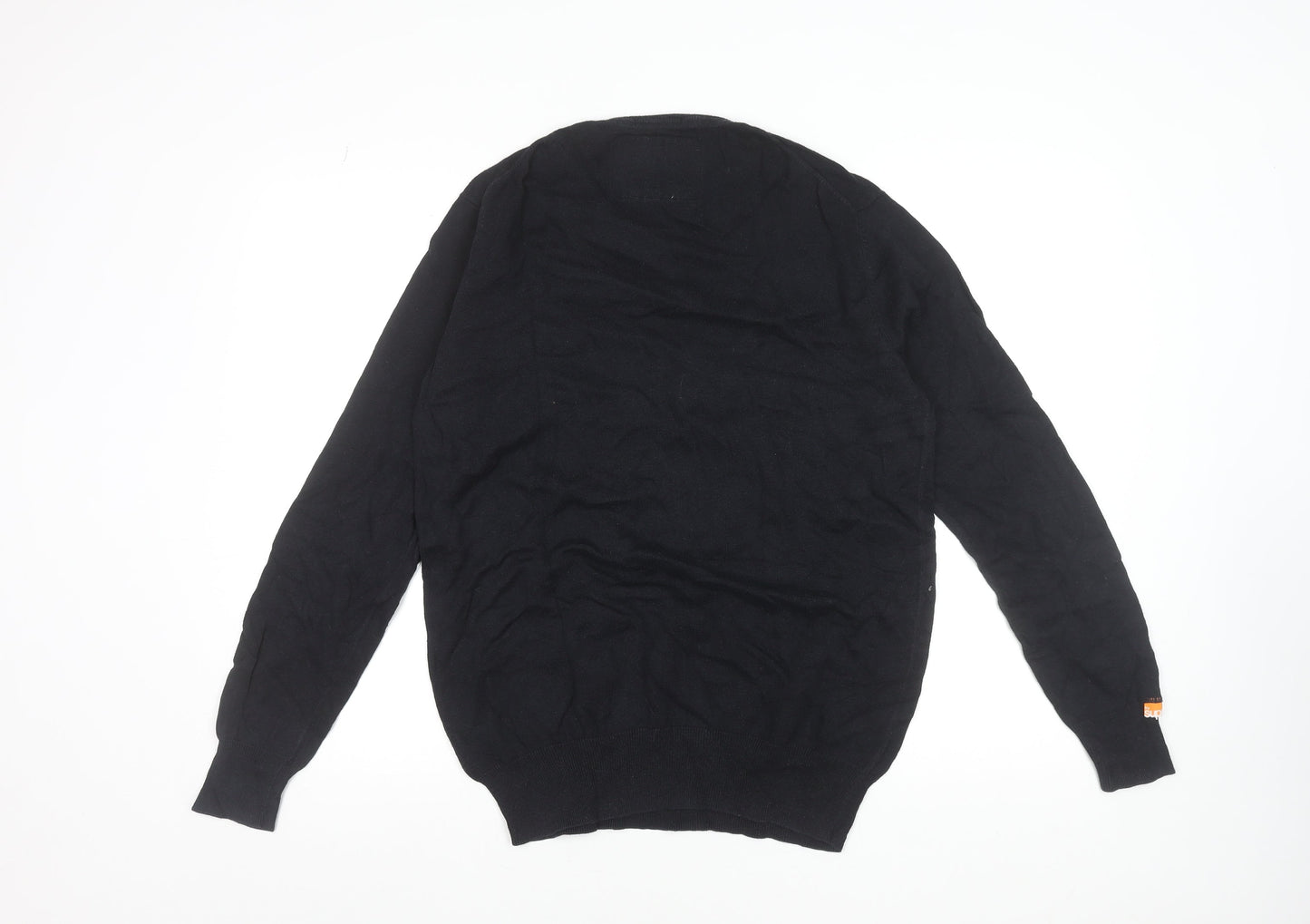 Superdry Men's Black Cotton Cashmere Crew Neck Medium Jumper