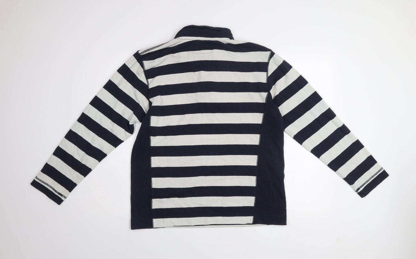 Joules Women Navy & White Striped 1/2 Zip Sweatshirt M Cotton Blend