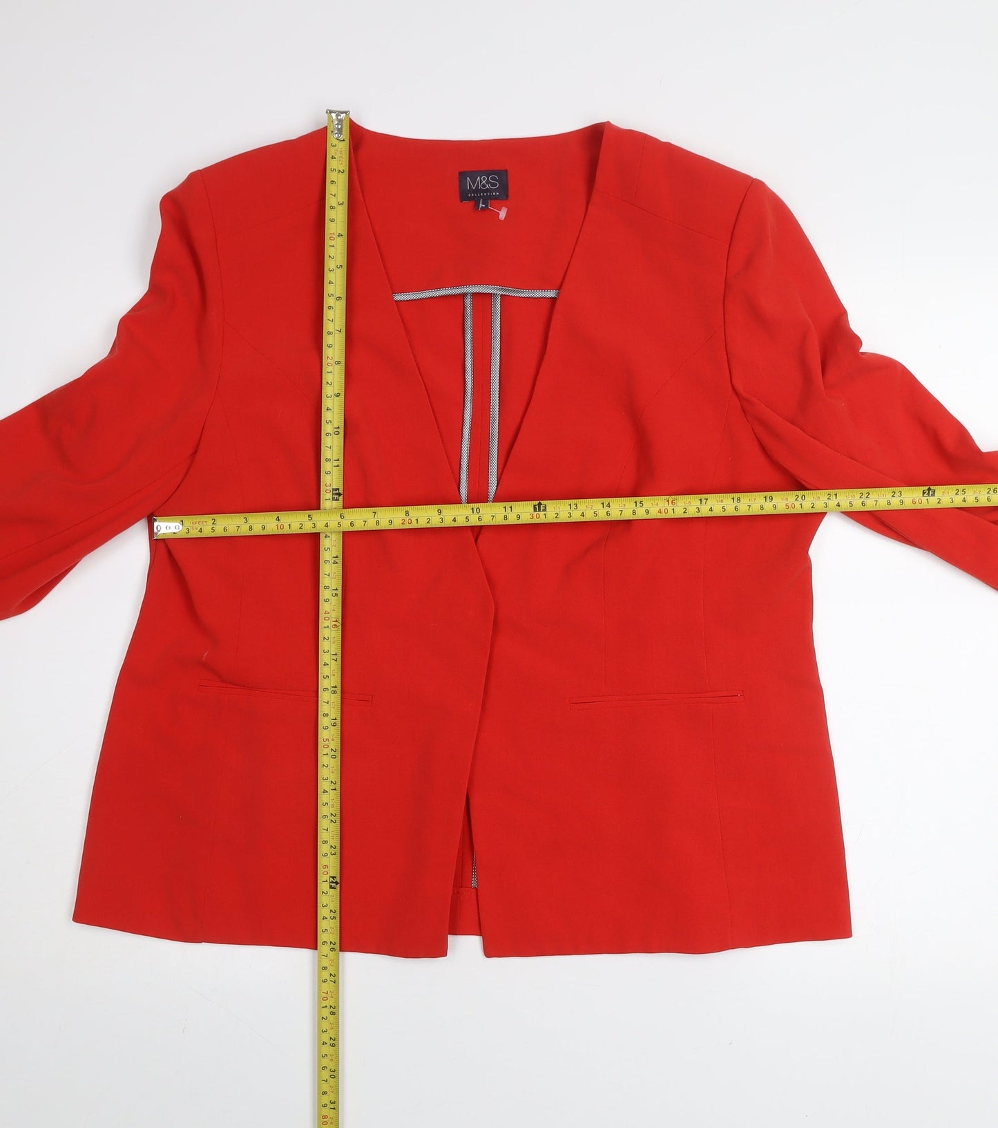 Marks and Spencer Women Red Blazer Jacket Size 14 Classic Style