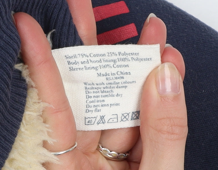 Jack Wills Women’s Navy Full Zip Hoodie UK14 Lined Winter Tour Sweatshirt