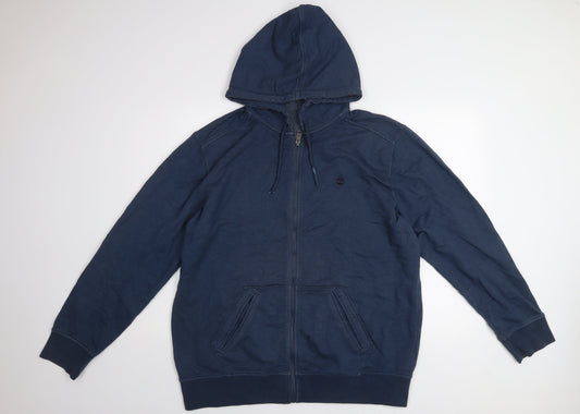 Timberland Men's Blue Full Zip Hoodie XL Regular Fit Cotton Blend