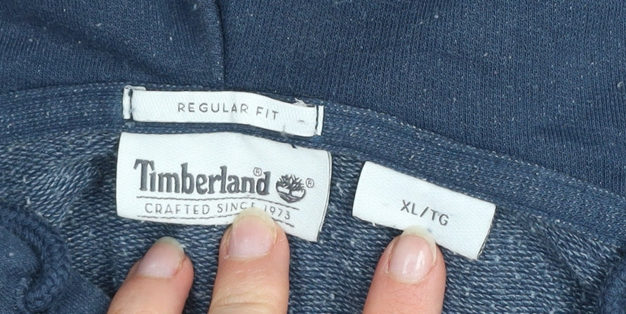 Timberland Men's Blue Full Zip Hoodie XL Regular Fit Cotton Blend