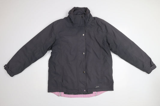 Joules Womens Grey Waterproof Mid-Length Rain Coat Jacket UK 14