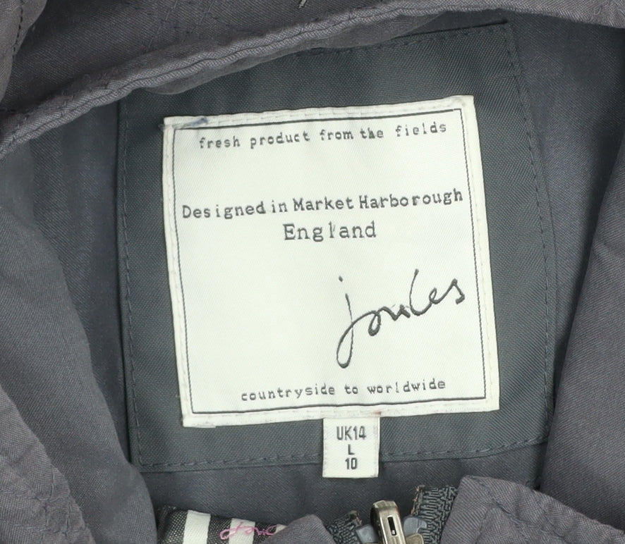 Joules Womens Grey Waterproof Mid-Length Rain Coat Jacket UK 14