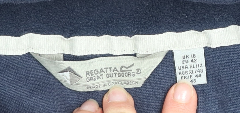 Regatta Women Navy Fleece 1/2 Zip Pullover Sweatshirt UK 16