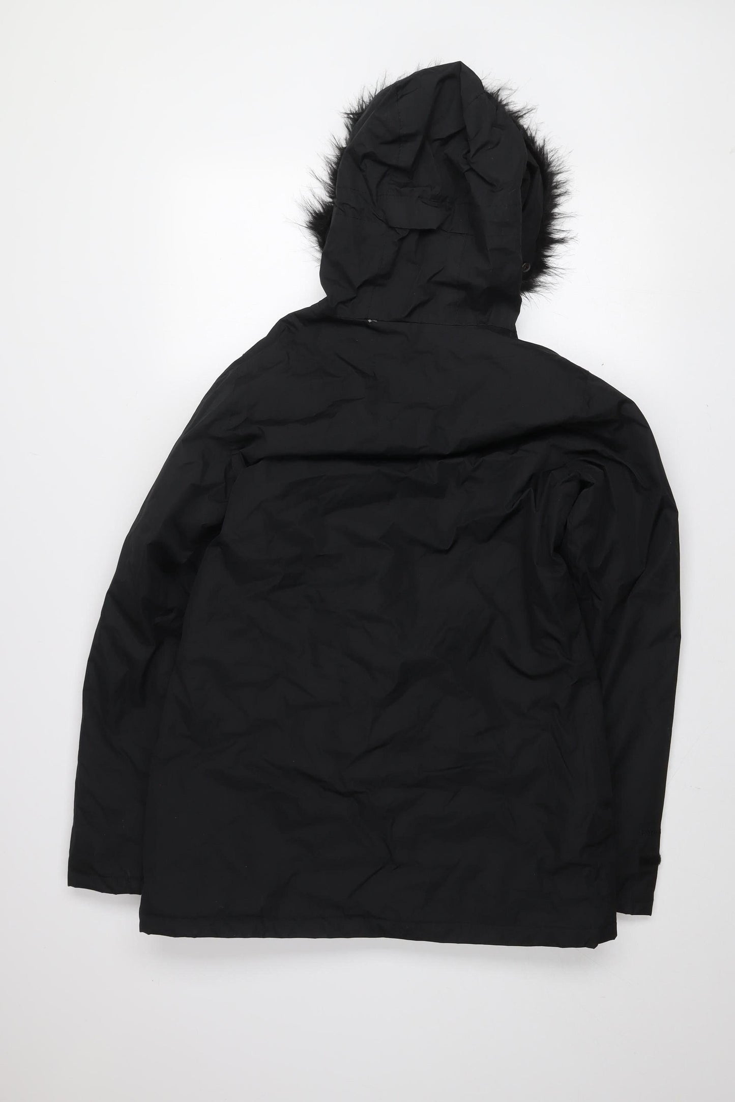Regatta Womens Black Fur Trim Hooded Waterproof Parka Coat Size 10