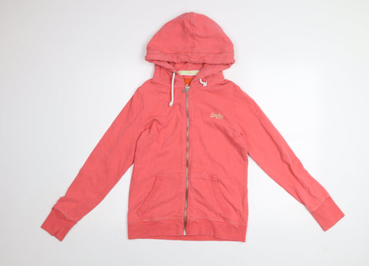 Superdry Orange Label Lite Coral Pink Full Zip Hoodie Women M