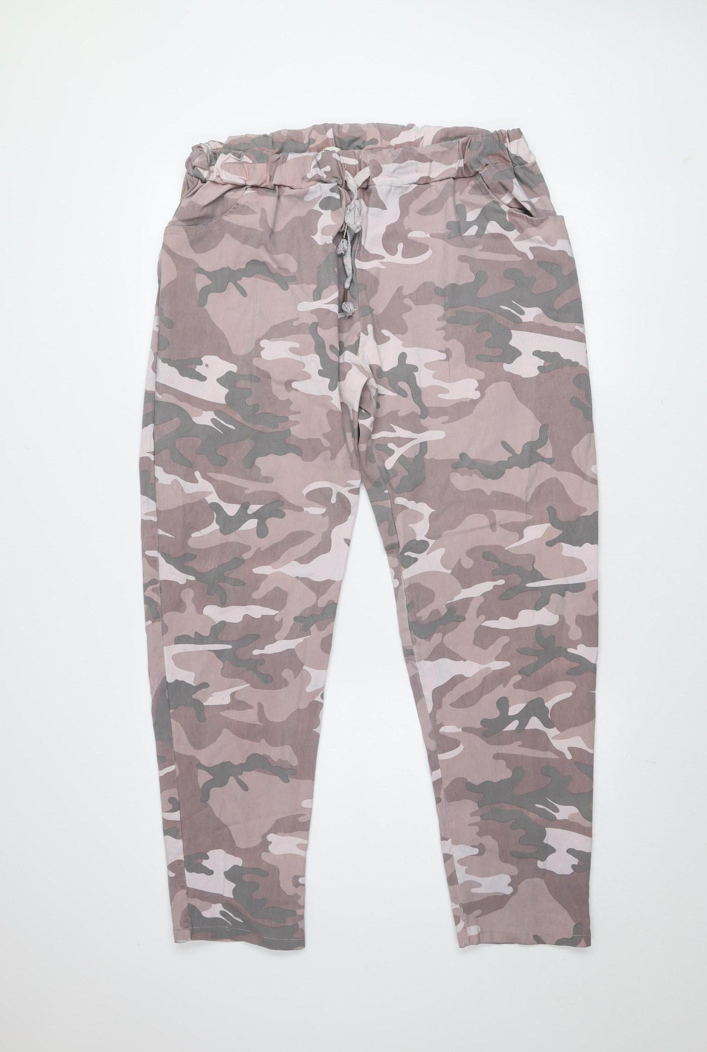 New Collection Womens Camouflage Jogger Trousers Grey Pink Size 10