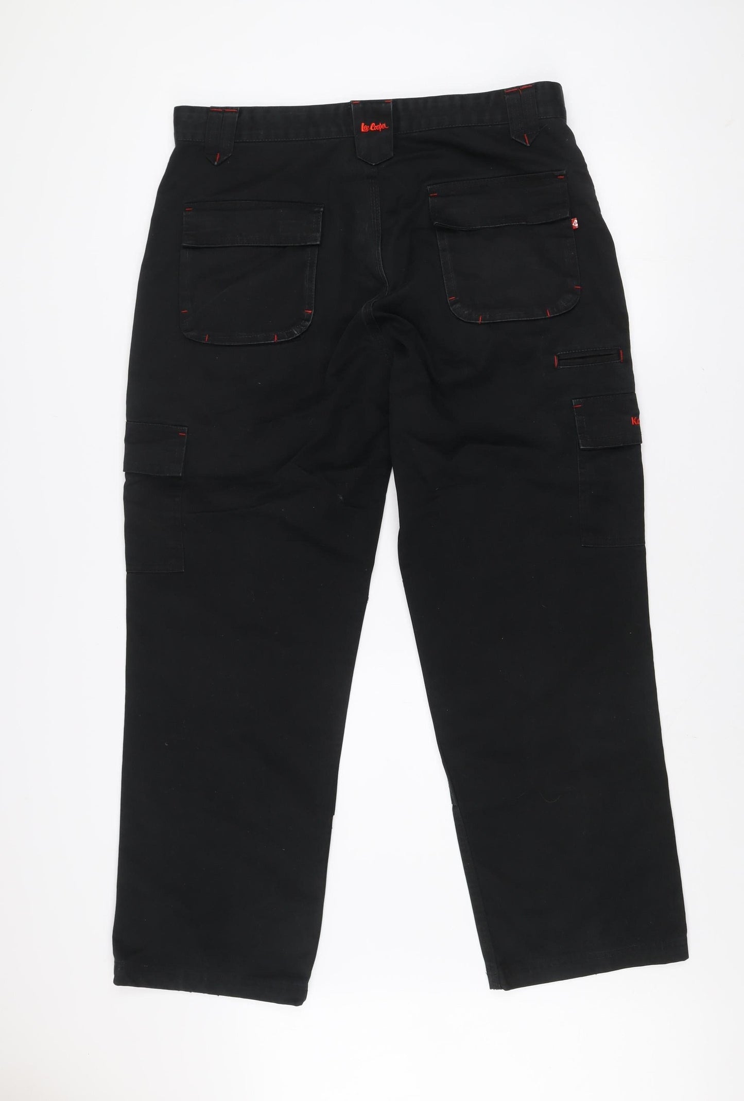 Lee Cooper Men's Black Cargo Workwear Trousers 38R Polyester Cotton Blend