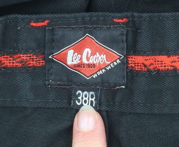 Lee Cooper Men's Black Cargo Workwear Trousers 38R Polyester Cotton Blend