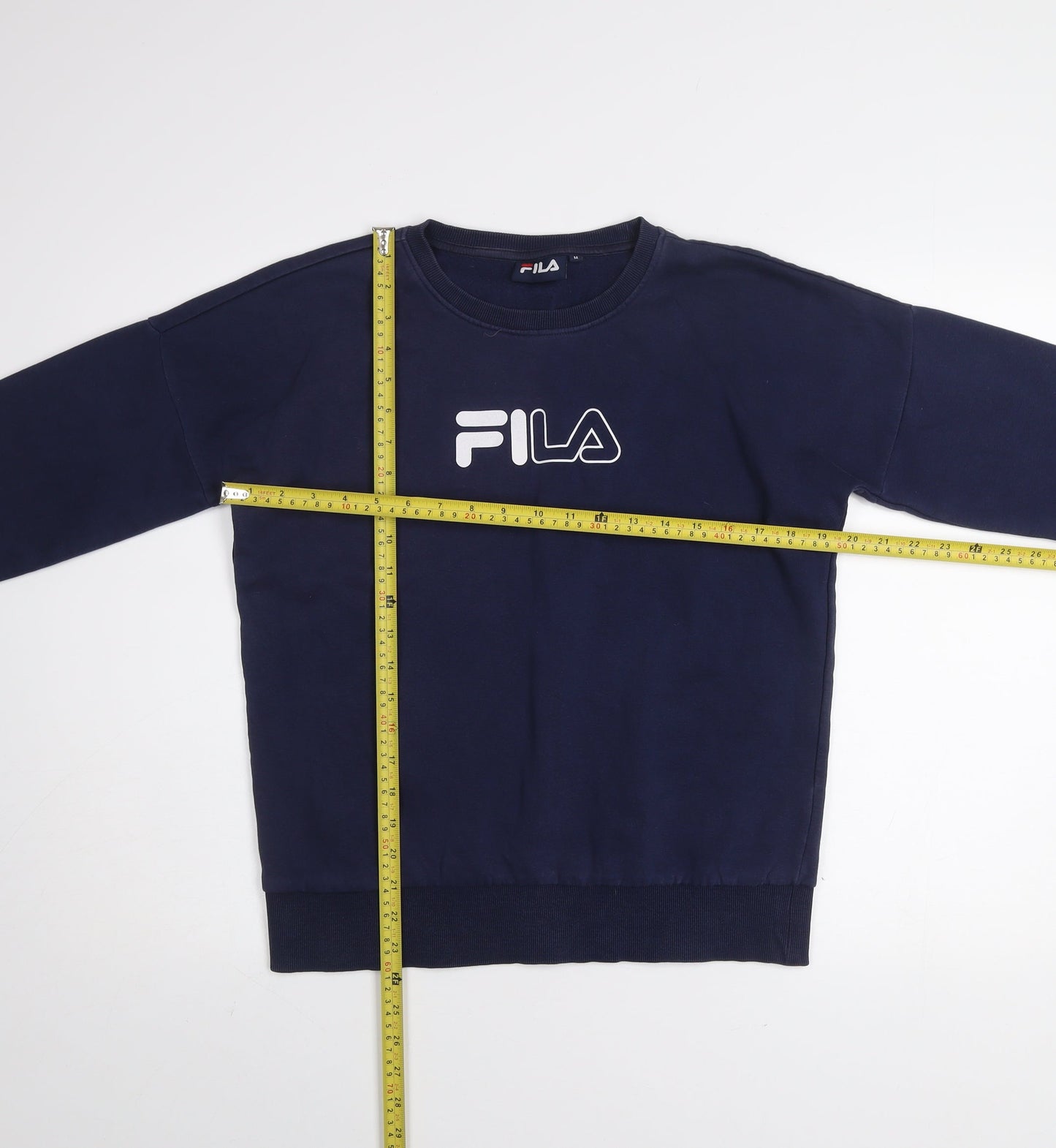 Fila Men’s Blue Crew Neck Pullover Sweatshirt M Logo Sports Style