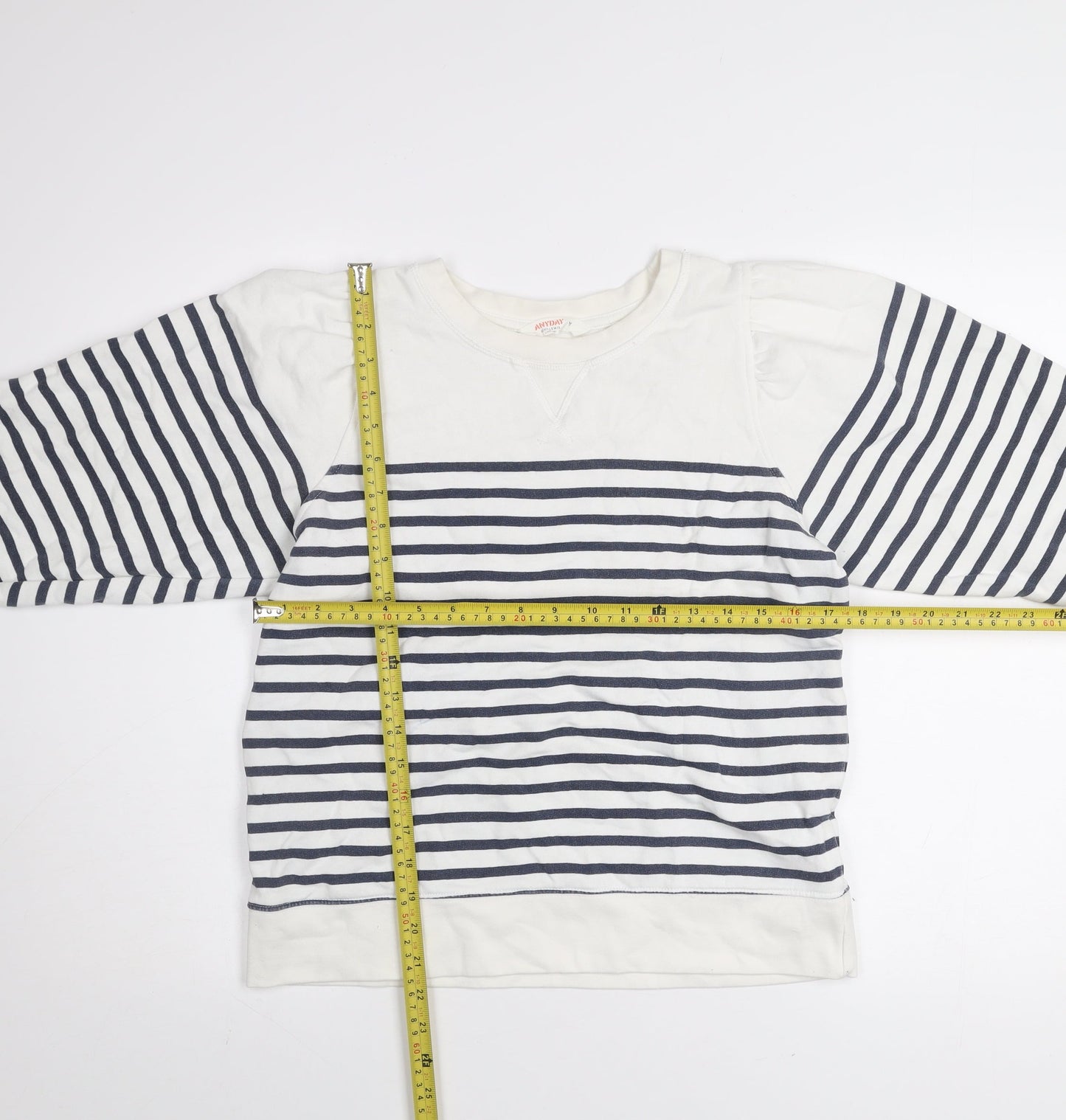 John Lewis Anyday Women’s White Navy Striped Pullover Sweatshirt M
