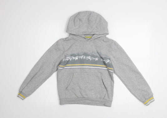 Mountain Warehouse Boys Grey Pullover Hoodie 9-10 Years Cotton Blend Graphic Print