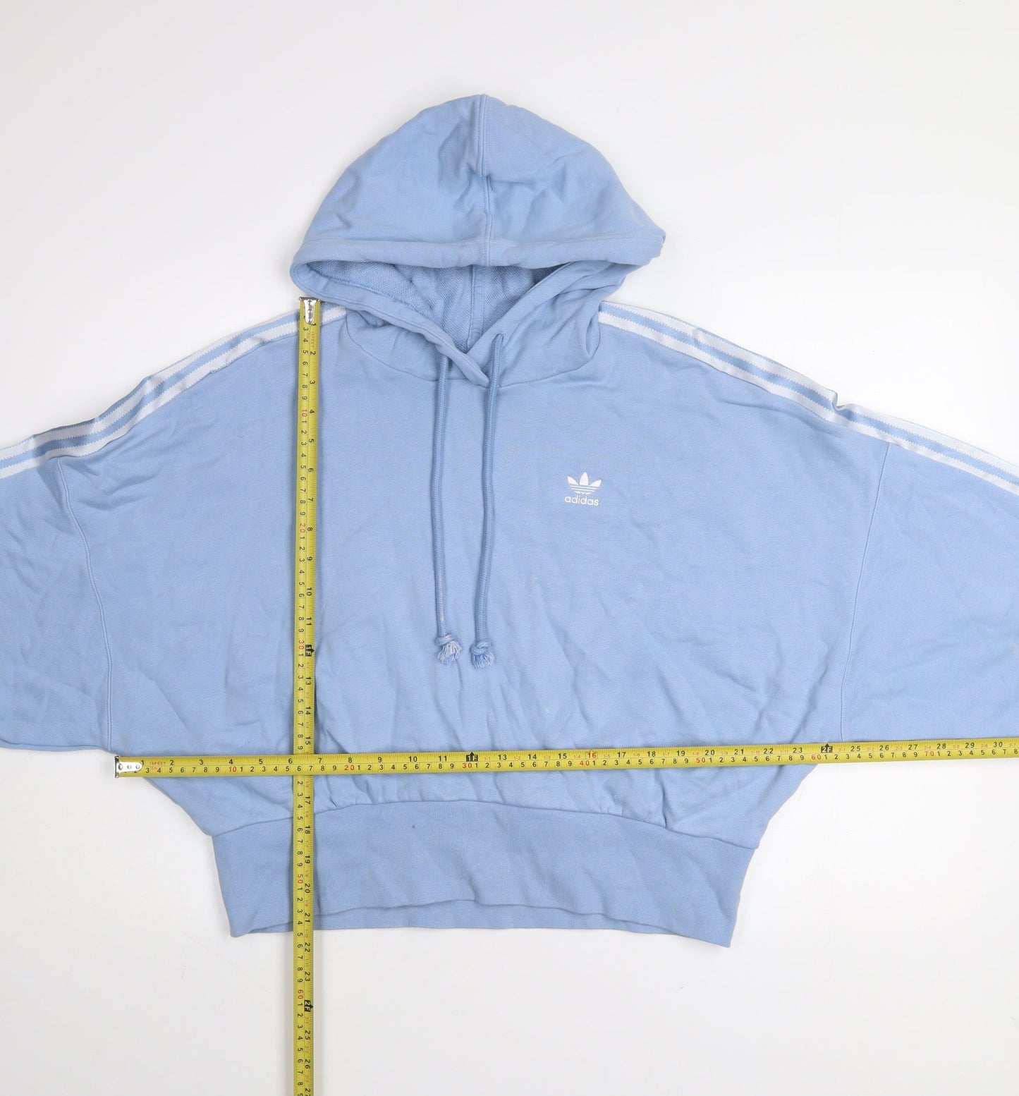 Adidas Women Blue 10 Pullover Hoodie Relaxed Fit Cotton Hooded Sweatshirt