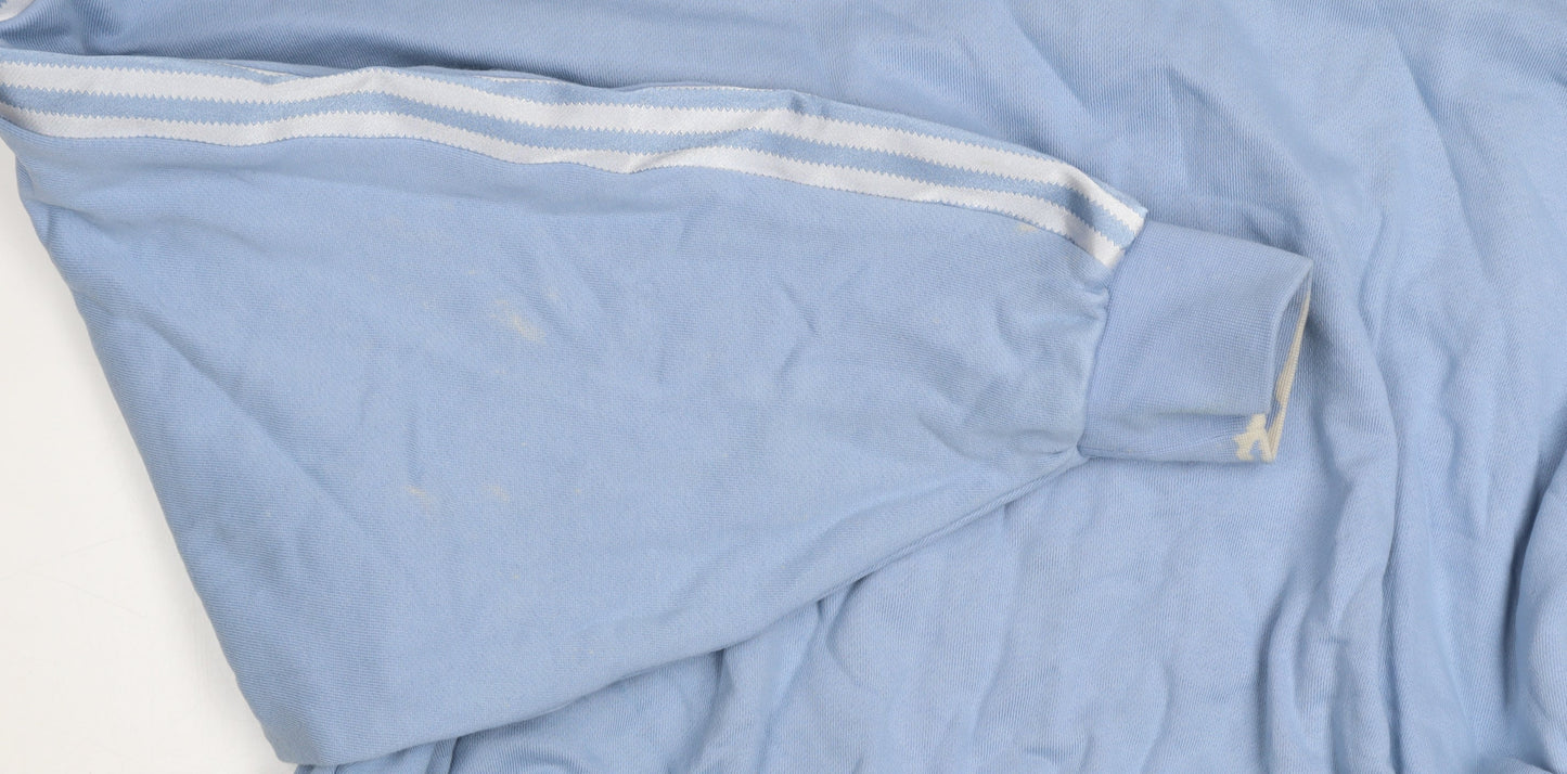 Adidas Women Blue 10 Pullover Hoodie Relaxed Fit Cotton Hooded Sweatshirt