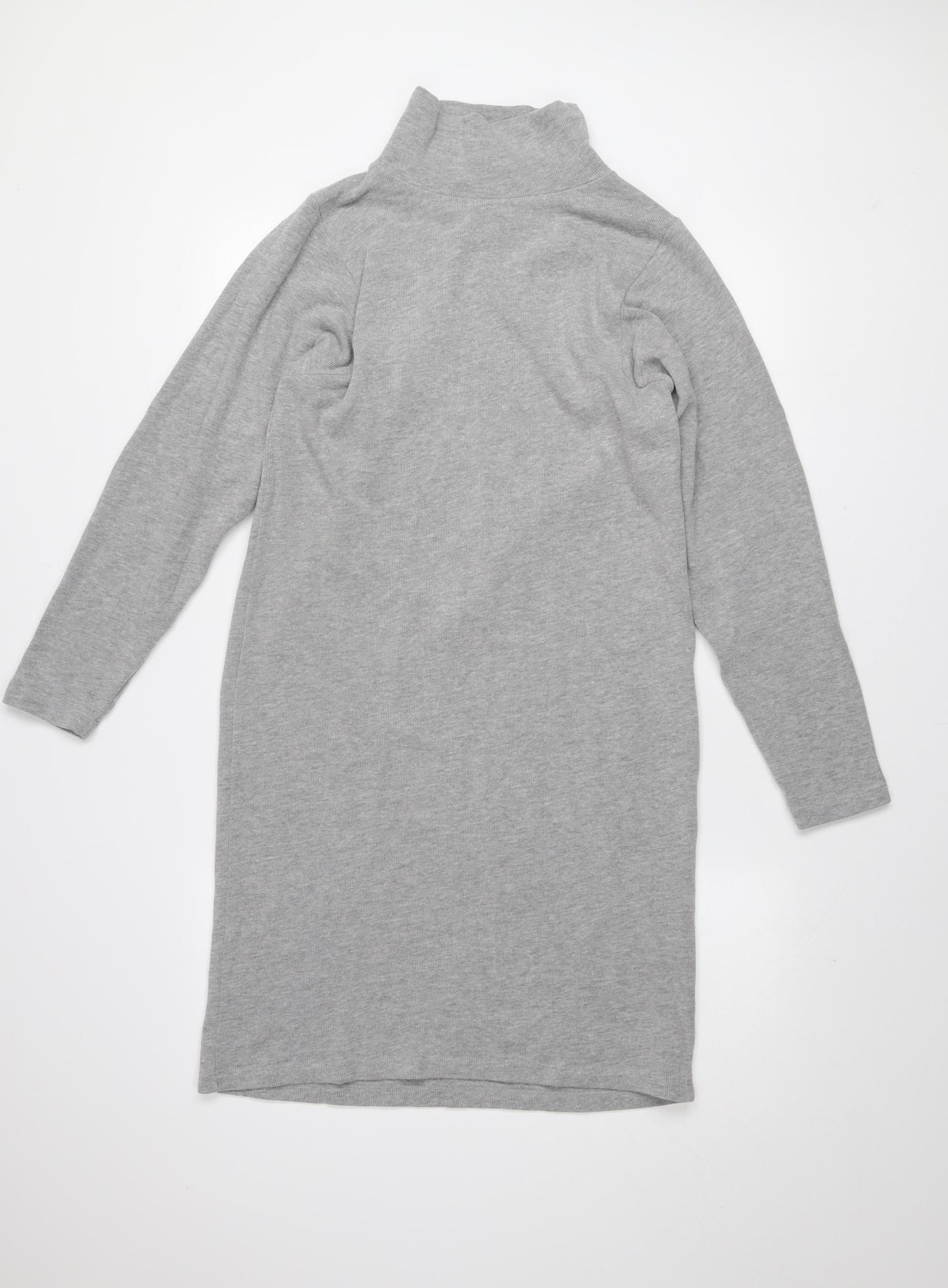 Great Plains Women Grey Size 10 Bodycon Knit Turtleneck Dress