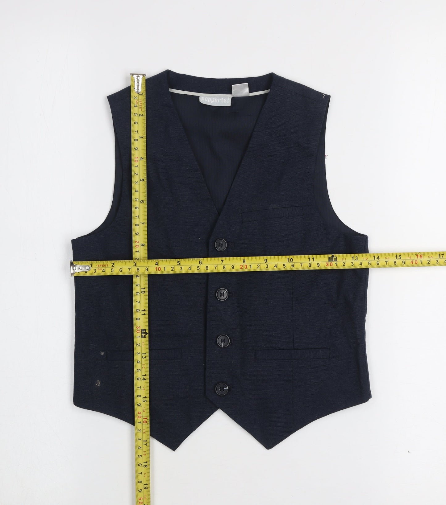 Pepperts! Boys Blue Formal Waistcoat 8-9 Years Cotton Blend Tuxedo Style