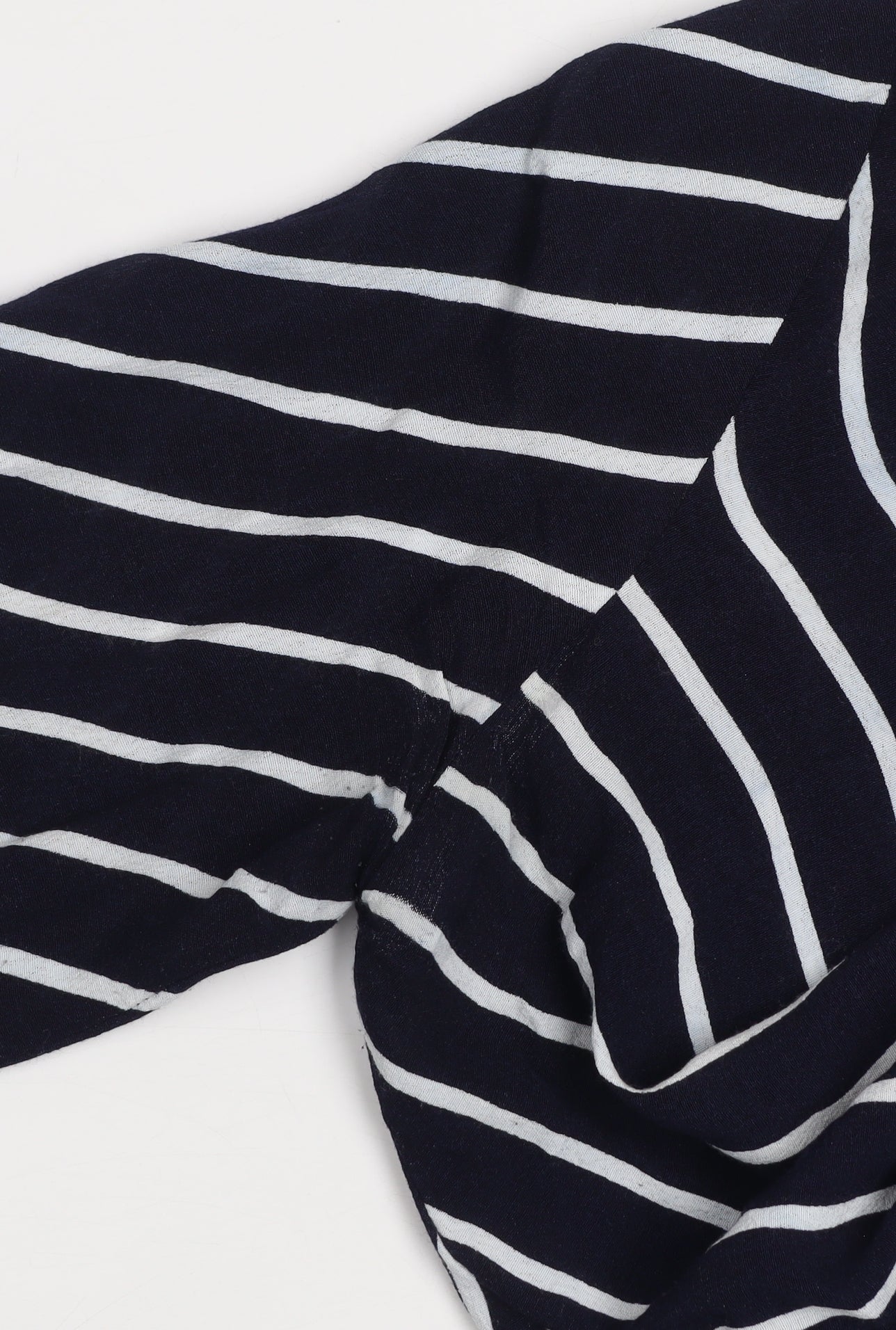 Zara Basic Women Blue Striped Long Sleeve Tie Front T-Shirt M