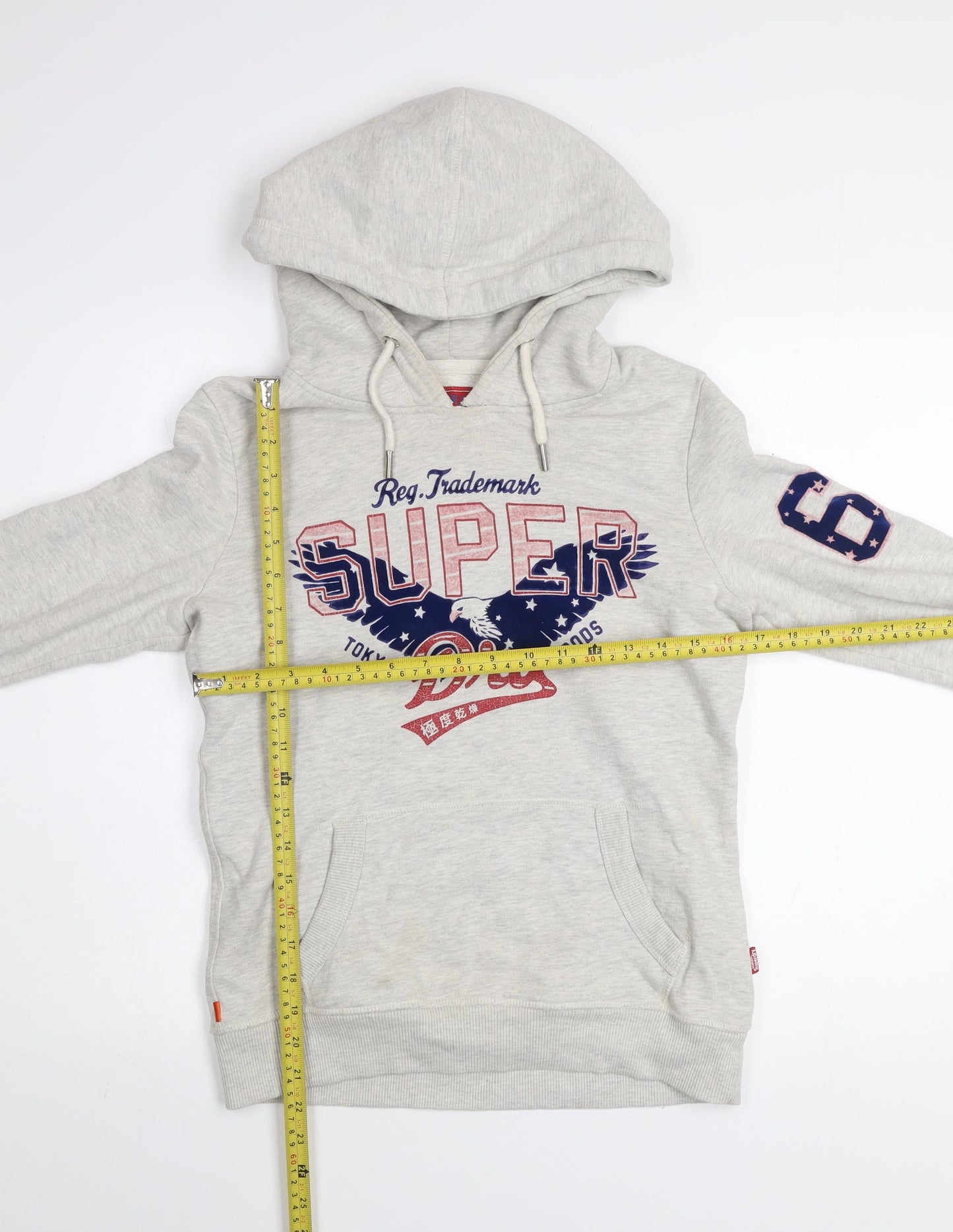 Superdry Heritage Grey Hoodie Women UK 8 Pullover Cotton Blend Casual