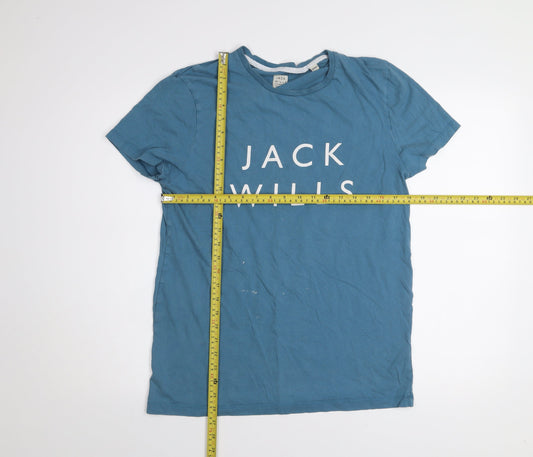 Jack Wills Men's Blue Cotton Crew Neck Graphic T-Shirt Size M