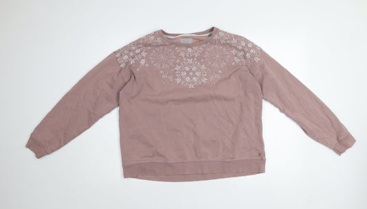 Fat Face Women's Pink Cotton Blend Pullover Sweatshirt Size M