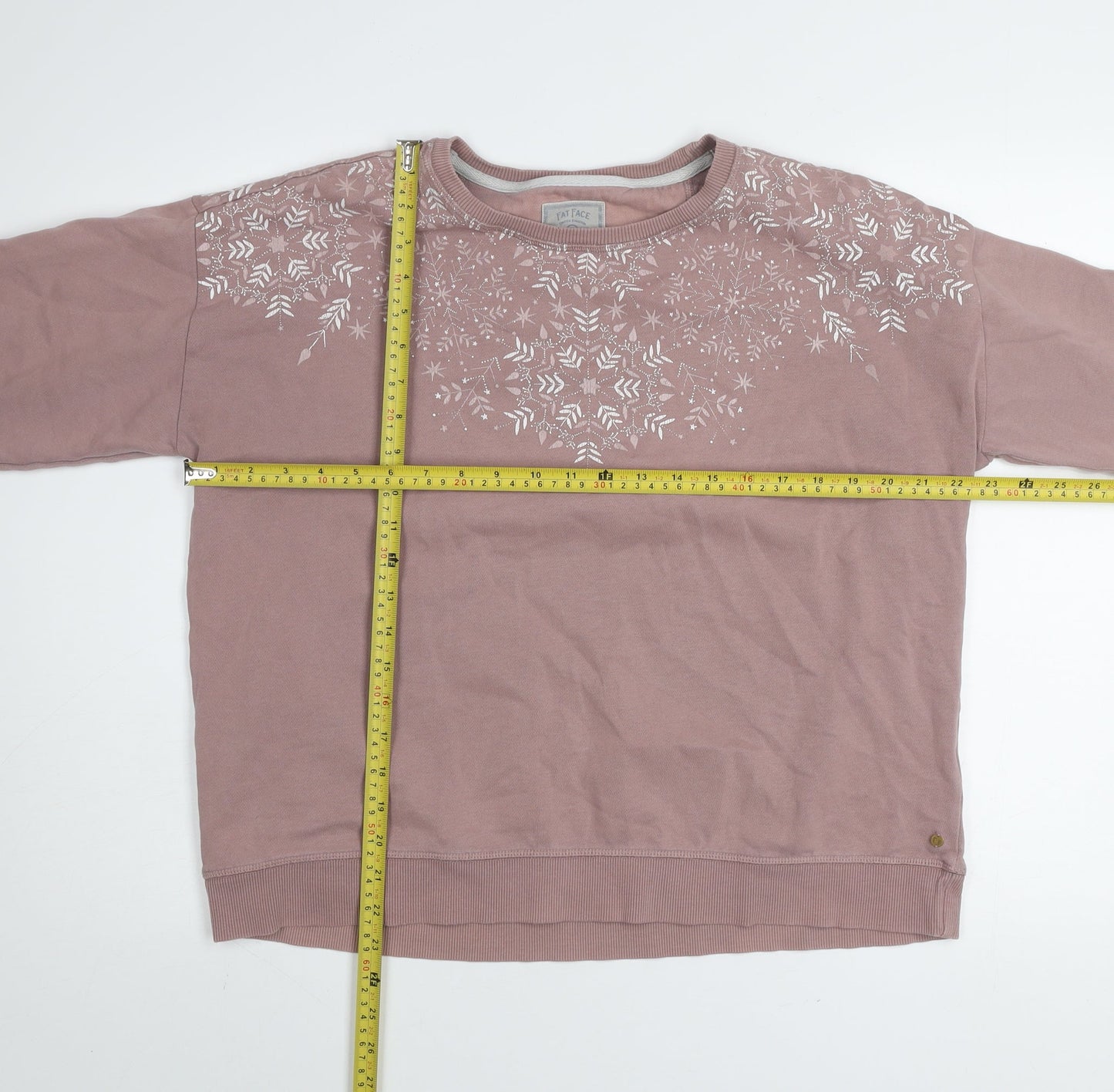 Fat Face Women's Pink Cotton Blend Pullover Sweatshirt Size M