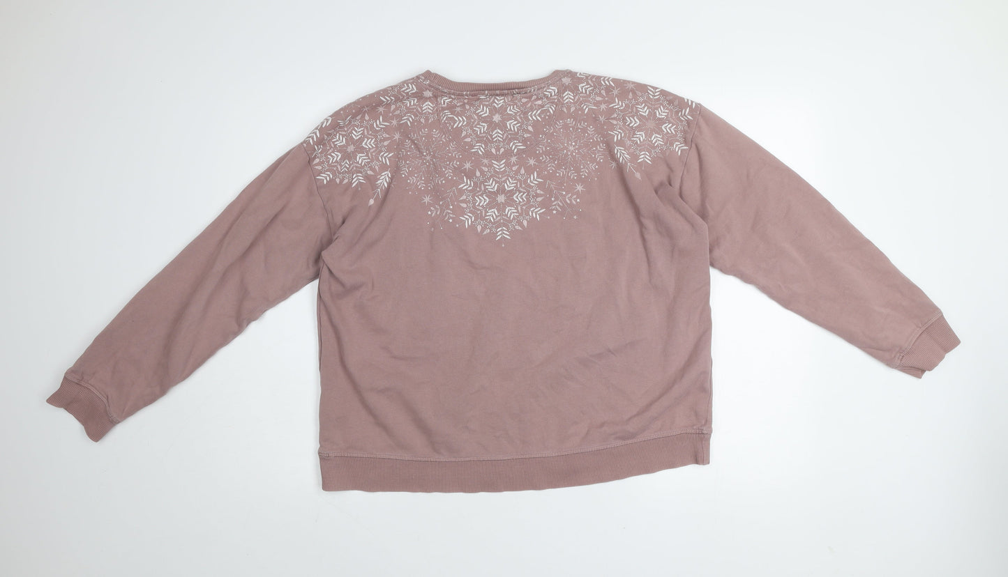 Fat Face Women's Pink Cotton Blend Pullover Sweatshirt Size M