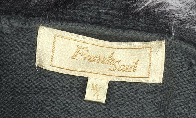 Frank Saul Women's Grey Faux Fur Trim Mid-Length Jacket M