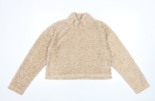 Noisy May Women Beige Fleece Pullover Sweatshirt Size M