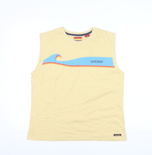 Superdry Women’s Beige Cotton Sleeveless Tank Top UK 12