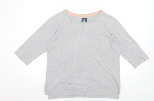 Joules Womens Grey 3/4 Sleeve Cotton Seahorse T-Shirt UK 14