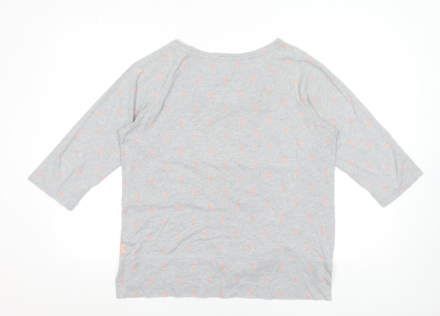 Joules Womens Grey 3/4 Sleeve Cotton Seahorse T-Shirt UK 14