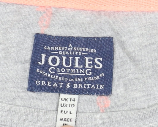 Joules Womens Grey 3/4 Sleeve Cotton Seahorse T-Shirt UK 14