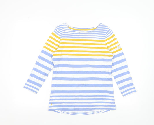 Joules Womens Multicoloured Striped 3/4 Sleeve Cotton T-Shirt Size 8