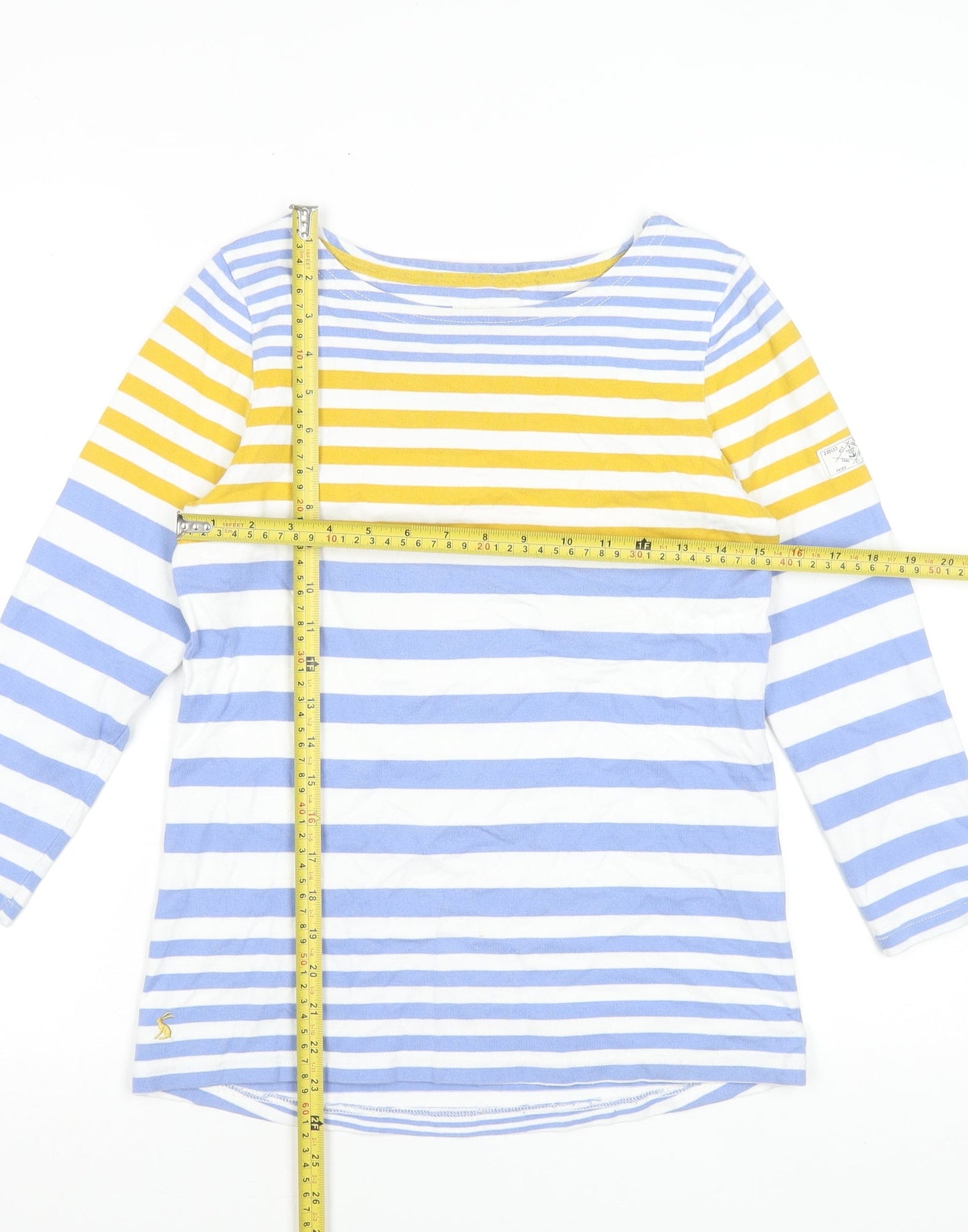 Joules Womens Multicoloured Striped 3/4 Sleeve Cotton T-Shirt Size 8