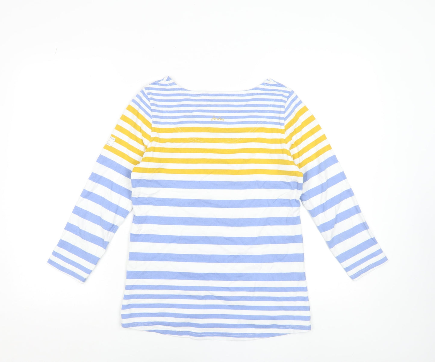 Joules Womens Multicoloured Striped 3/4 Sleeve Cotton T-Shirt Size 8