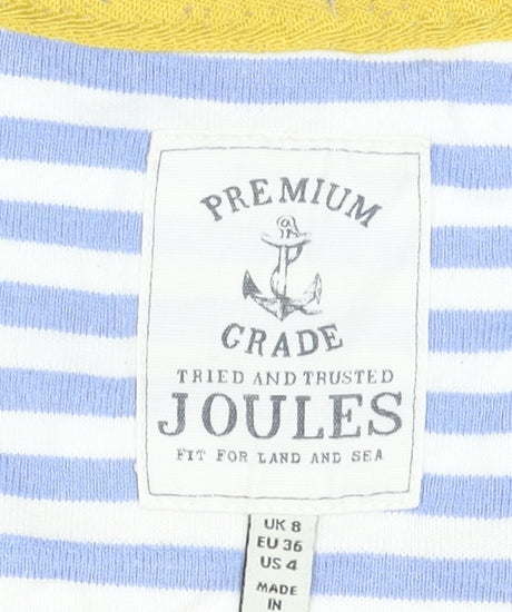 Joules Womens Multicoloured Striped 3/4 Sleeve Cotton T-Shirt Size 8