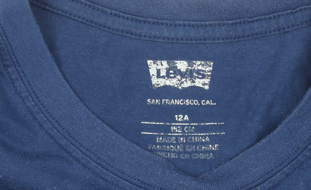 Levi's Boys Blue Logo Graphic Short Sleeve Cotton T-Shirt 12 Years