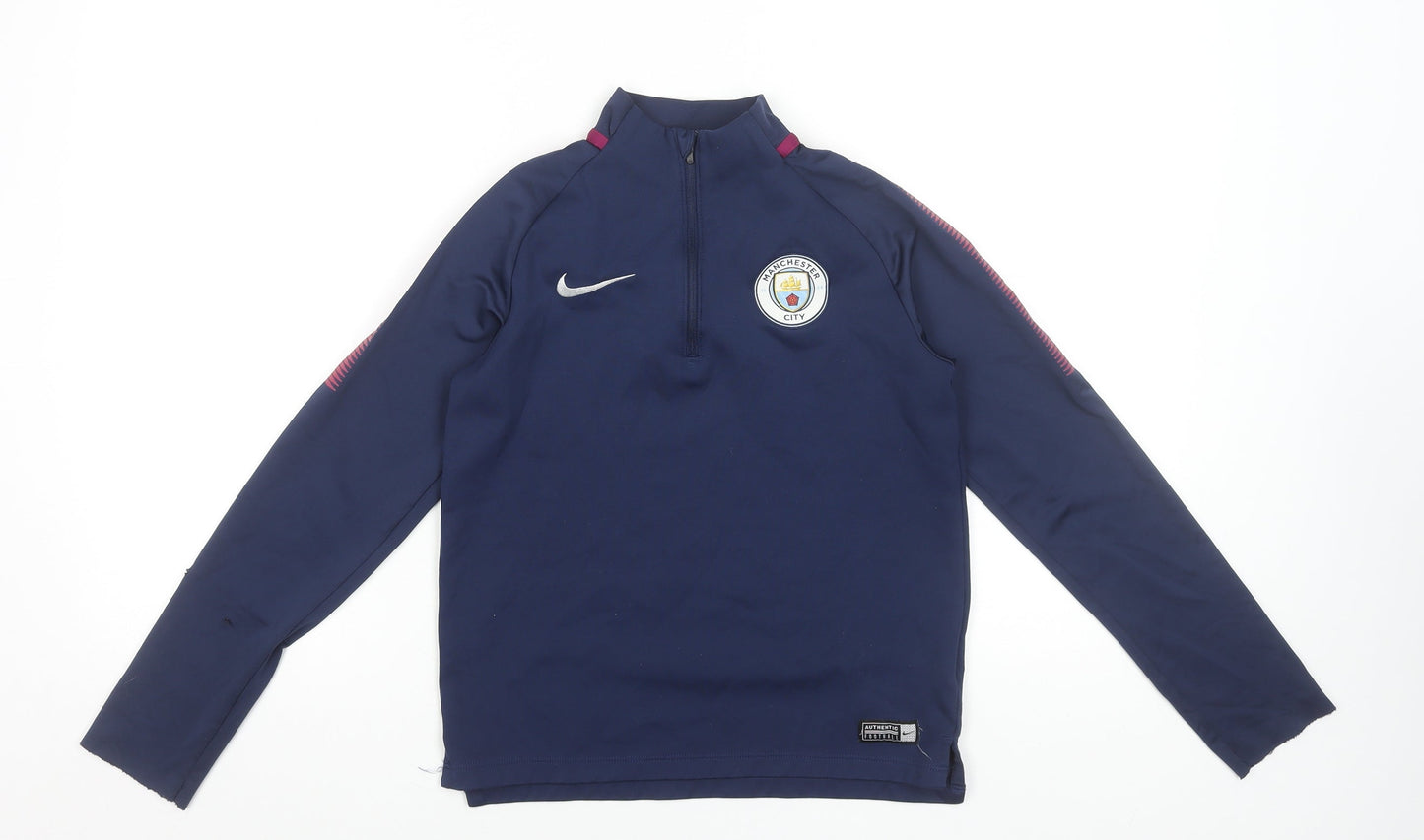 Nike Boys Blue Manchester City Dri-Fit 1/4 Zip Football Track Jacket 10-12 Years