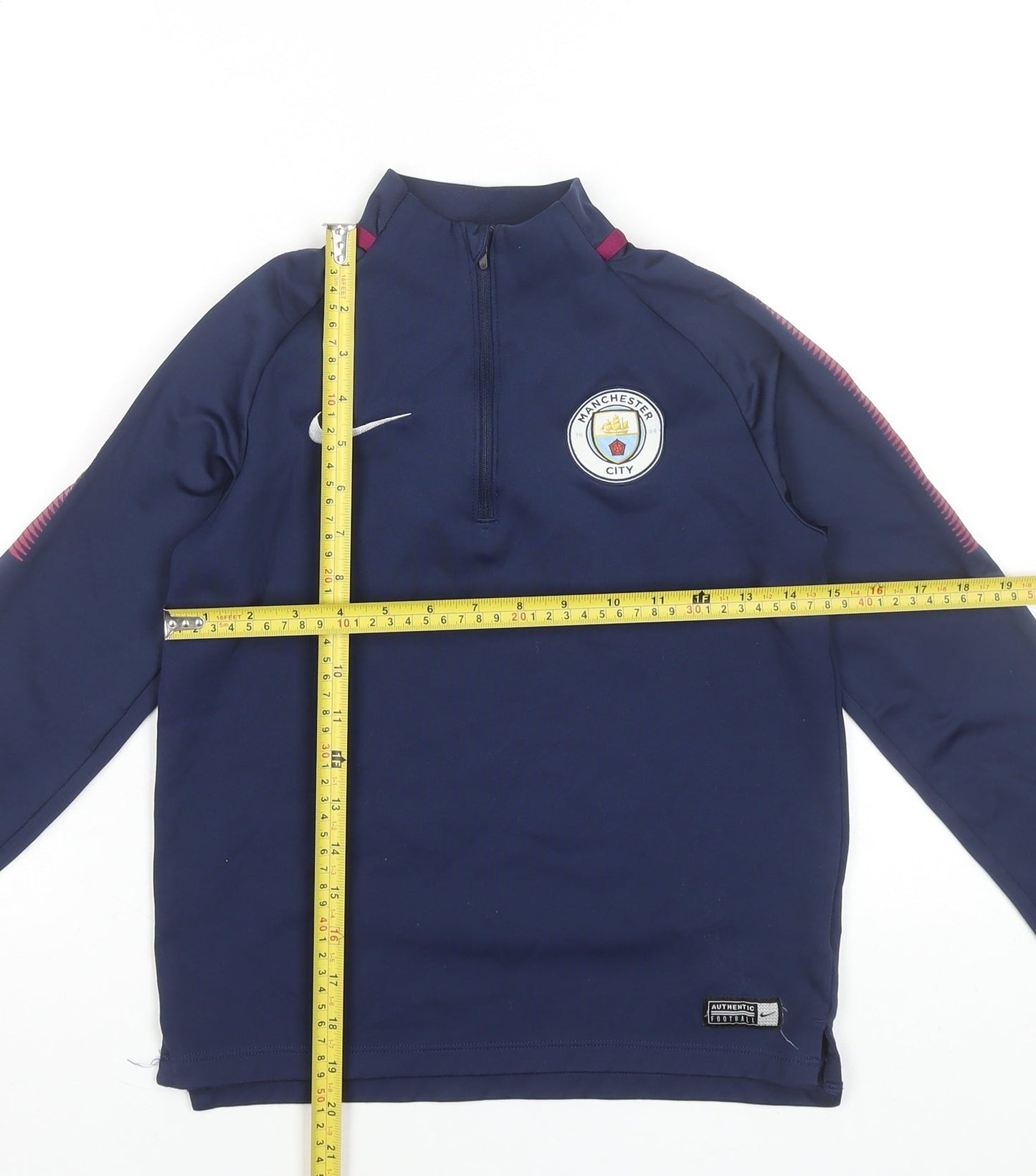 Nike Boys Blue Manchester City Dri-Fit 1/4 Zip Football Track Jacket 10-12 Years